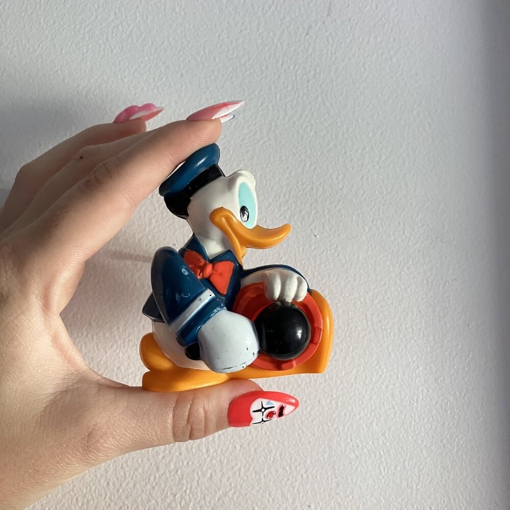 Vintage 80s Toy Hard Plastic Donald‎ Duck DRUM Walt Disney Jointed Arm 1986